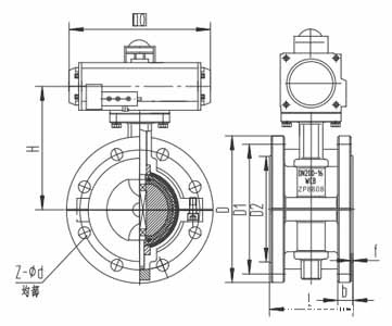 气动法兰衬氟蝶阀(图1) 气动法兰衬氟蝶阀(图1)
