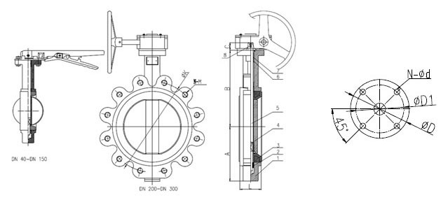 LT型对夹蝶阀结构图